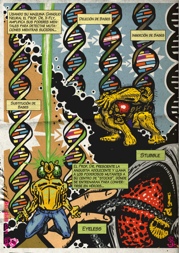 Tipos de mutaciones. El profesor X-fly convoca a los mutantes.